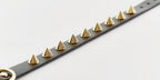 Golden Spike Leather Dog Collar - Black
