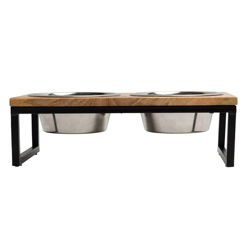 Wood & Metal Elevated Pet Feeder