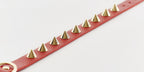 Golden Spike Leather Dog Collar - Red